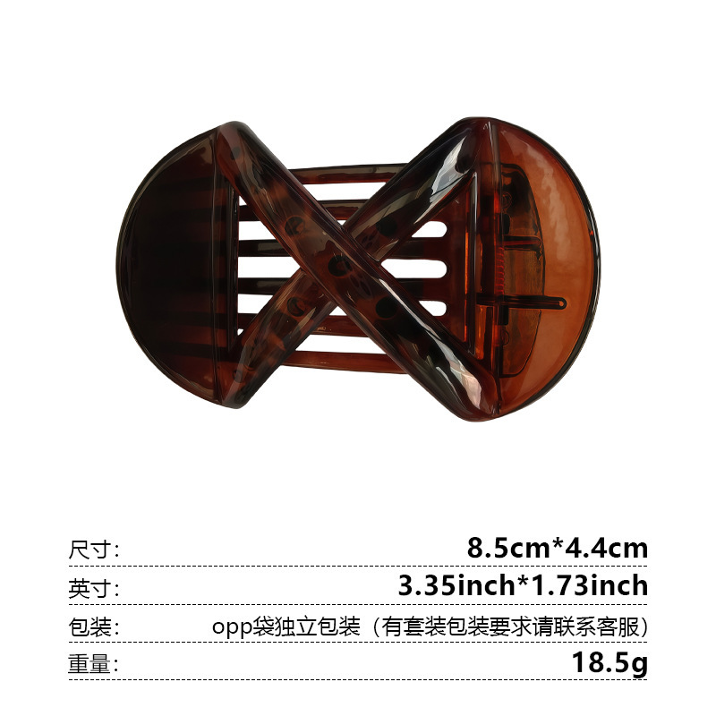新款PC蝴蝶结豹纹发夹高级感无痕喷漆扁夹后脑勺盘发鸭嘴夹发卡|undefined