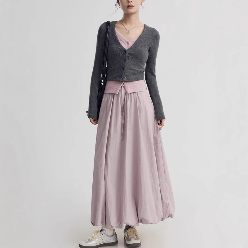 Gui Er "Elnis" Maiden Special Tune! Flower Bute Skirt Women's Spring and Autumn Long French Pink Skirt