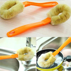Mullein Fiber Long Handle Washing Pot Scrub Kitchen Dishwashing Grease Cleaning Brush Rust Removing Stain Removing Pot Scrubber