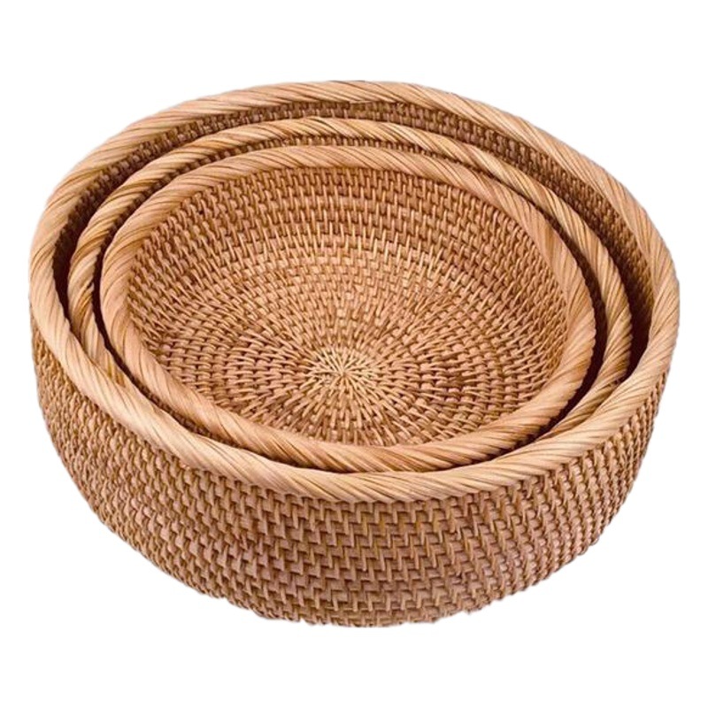 Vietnam ratán cesta de dulces cesta de almacenamiento cesta de frutas plato cesta de mimbre cesta de almacenamiento de dulces ronda cesta de frutas redonda