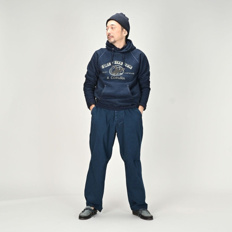 原工厂直供外贸服装靛蓝45R飞鸟字母插肩袖连帽男女同款情侣卫衣T|undefined