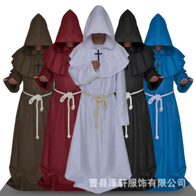 万圣节cos巫师表演服饰中世纪修士袍僧侣服派对角色扮演服装