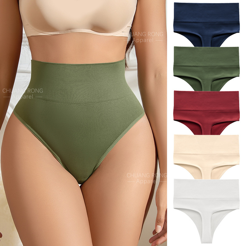 Foreign trade plus size ladies seamless craft thong high waist stretch breathable sexy sports yoga underwear