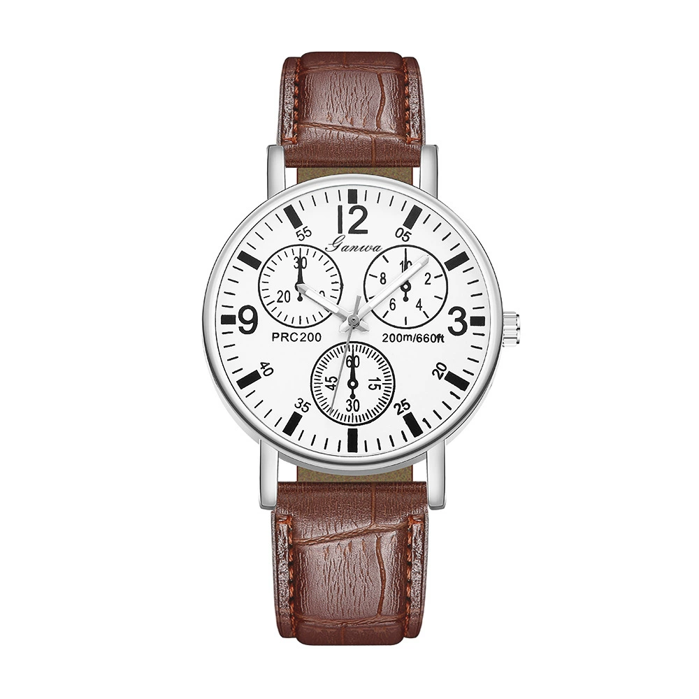 Quartz men's watch, classic style, PU strap, 38 mm dial