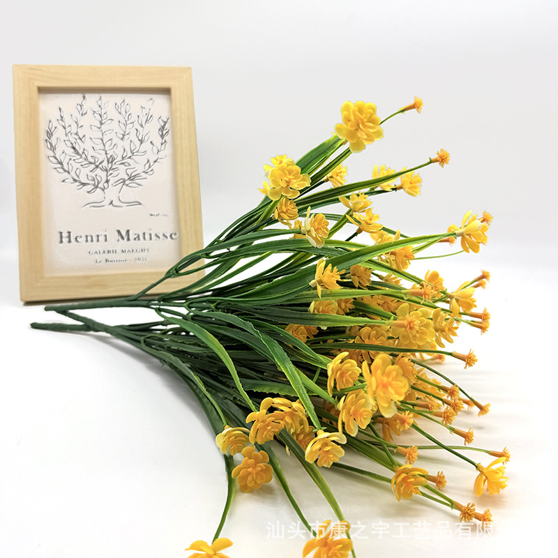 Flores artificiales de camelia de 7 ramas, resistentes a los UV – decoración para interiores, venta en Amazon, lote de fábrica.