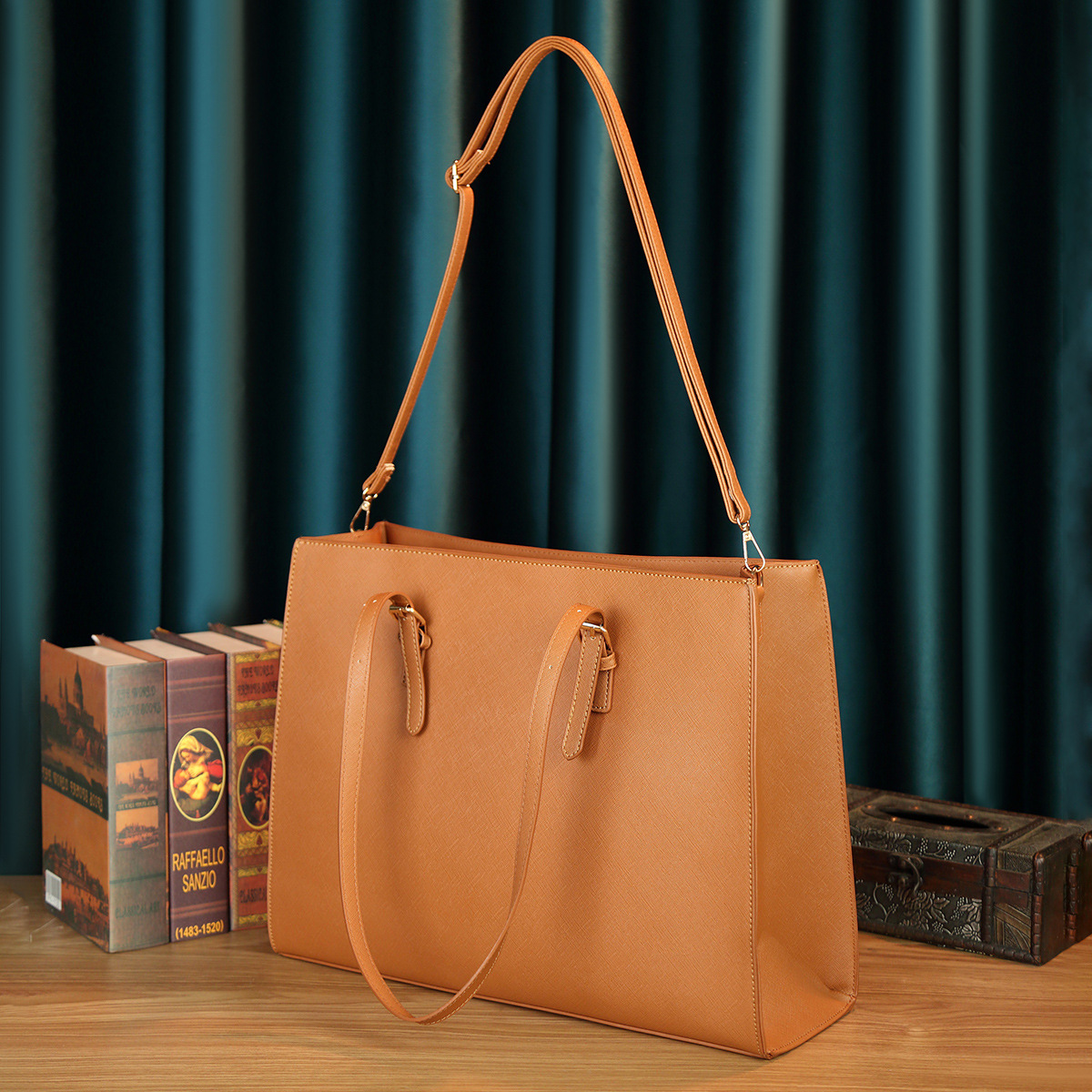 Bolsa de portátil para mujeres Tote Bag Professional Black Blue Camel