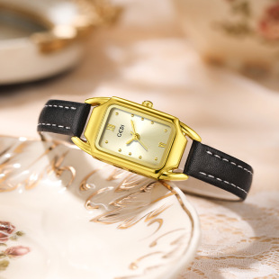 Gadi High Color Value Small Sugar Women's Watch Niche High Sense Belt Student Watch Fashion Saddle Case Quartz Watch