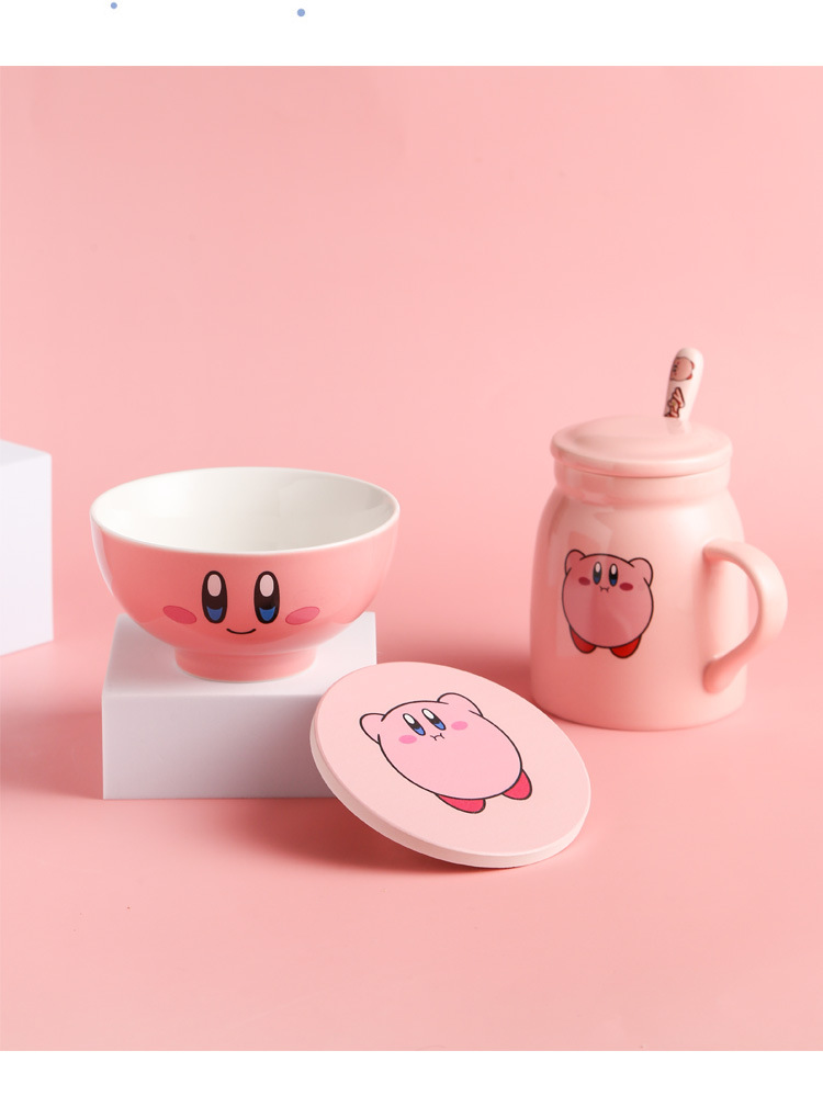 Japanese-style Star Pink Kabi Mug With Lid Cute Creative Student Girl Ceramic Water Cup Cartoon Cute Cup