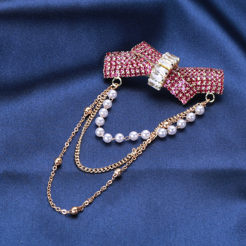 Elegant Glam Bogenknoten Legierung Quaste Überzug Inlay Künstliche Perlen Strasssteine Frau Broschen display picture 4