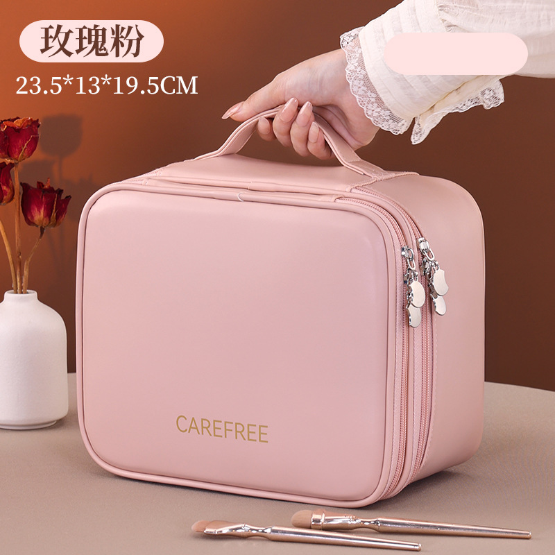 4개의 메인 파티션이 있는 프렌치 라이트 럭셔리 더블 레이어 - 로즈 핑크 두꺼워진 대형 사이즈