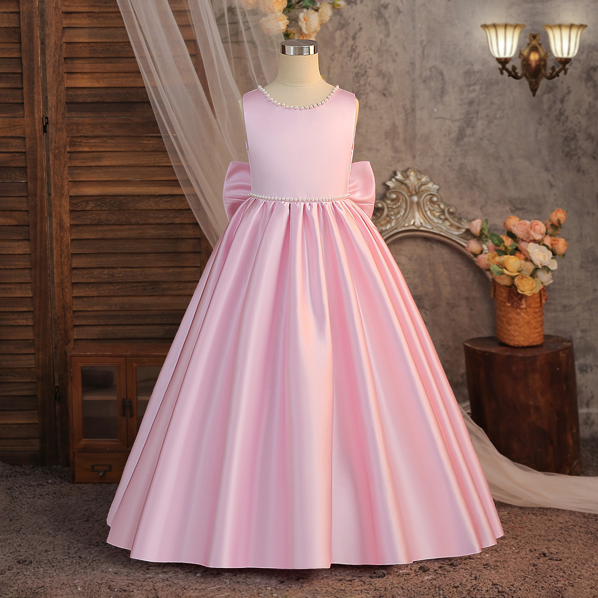 Comercio exterior vestido de princesa vestido de niña piano violín rendimiento vestido de espectáculo vestido de anfitrión de niños desfile vestido