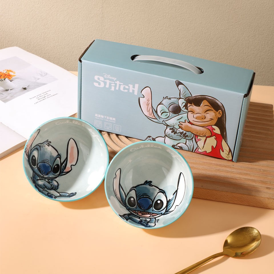 Disneyland Stitch Series Snacks Platos de dibujos animados Platos de arroz Tazón de vajilla Juego de horno microondas Regalos de inauguración