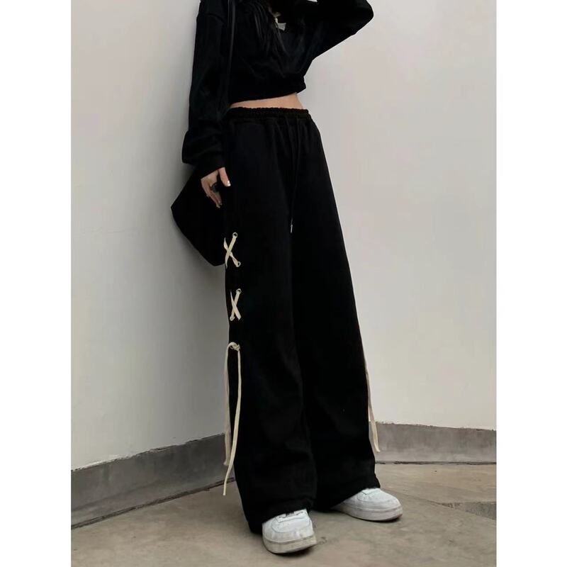 ジャズダンスジャズデザイン感ズボン高腰広脚ズボン女性夏の小柄なストラップ欧米hiphop衛ズボン|undefined