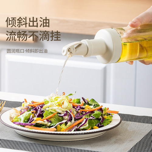 New Macedonian extended transparent glass oil bottle 500ml sealed leak-proof oil bottle with label soy sauce vinegar bottle