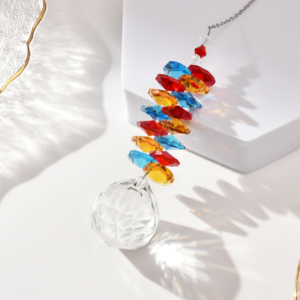 Atrapasueños de cristal al por mayor, regalo ligero, mariposa transparente colorida, bola de cristal facetada, atrapasueños de cristal, campanilla de viento de cristal