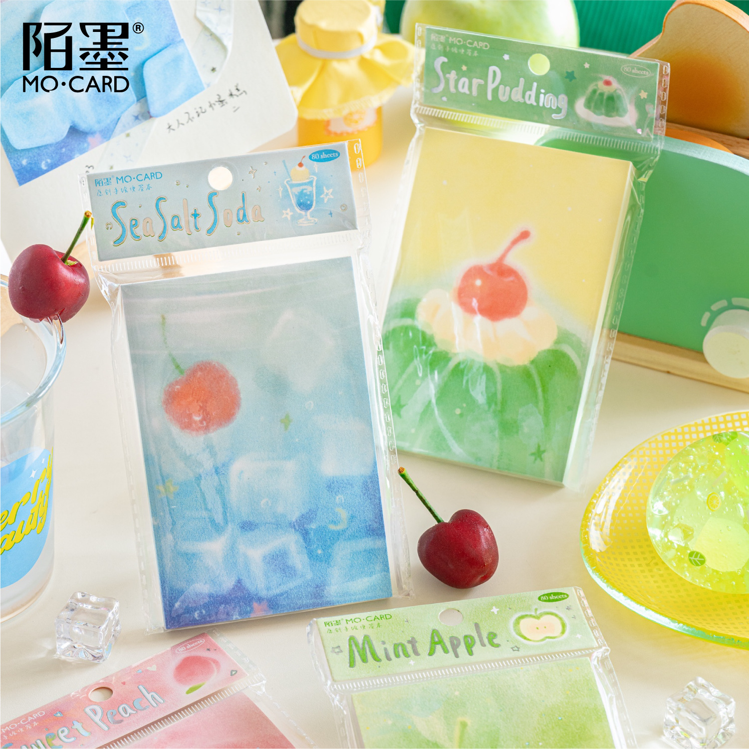 陌墨 便签本 果味甜茶系列 手绘彩铅风水果便签无粘性便条素材纸