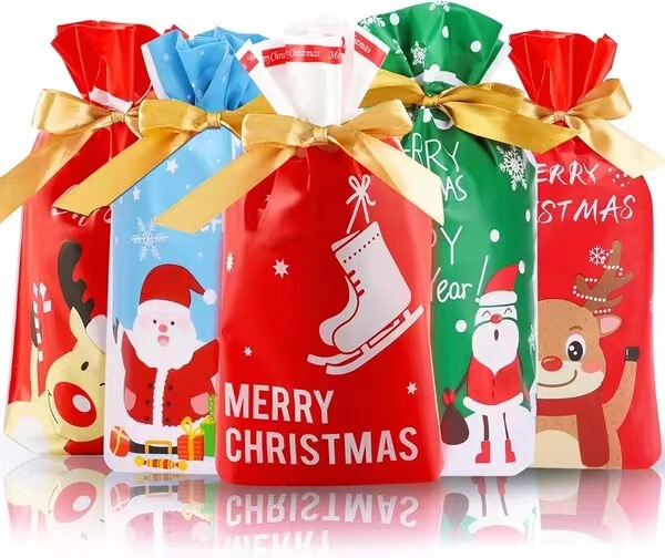 クロスボーダークリスマスプラスチック包装袋、スノーフレーククリスプ巾着袋、ホリデーベーキングビスケット、キャンディギフトバッグ卸売|undefined