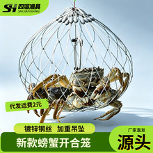 钢丝钓螃蟹网自动开合抓螃蟹青蟹梭子蟹工具带配重钓螃蟹笼螃蟹套