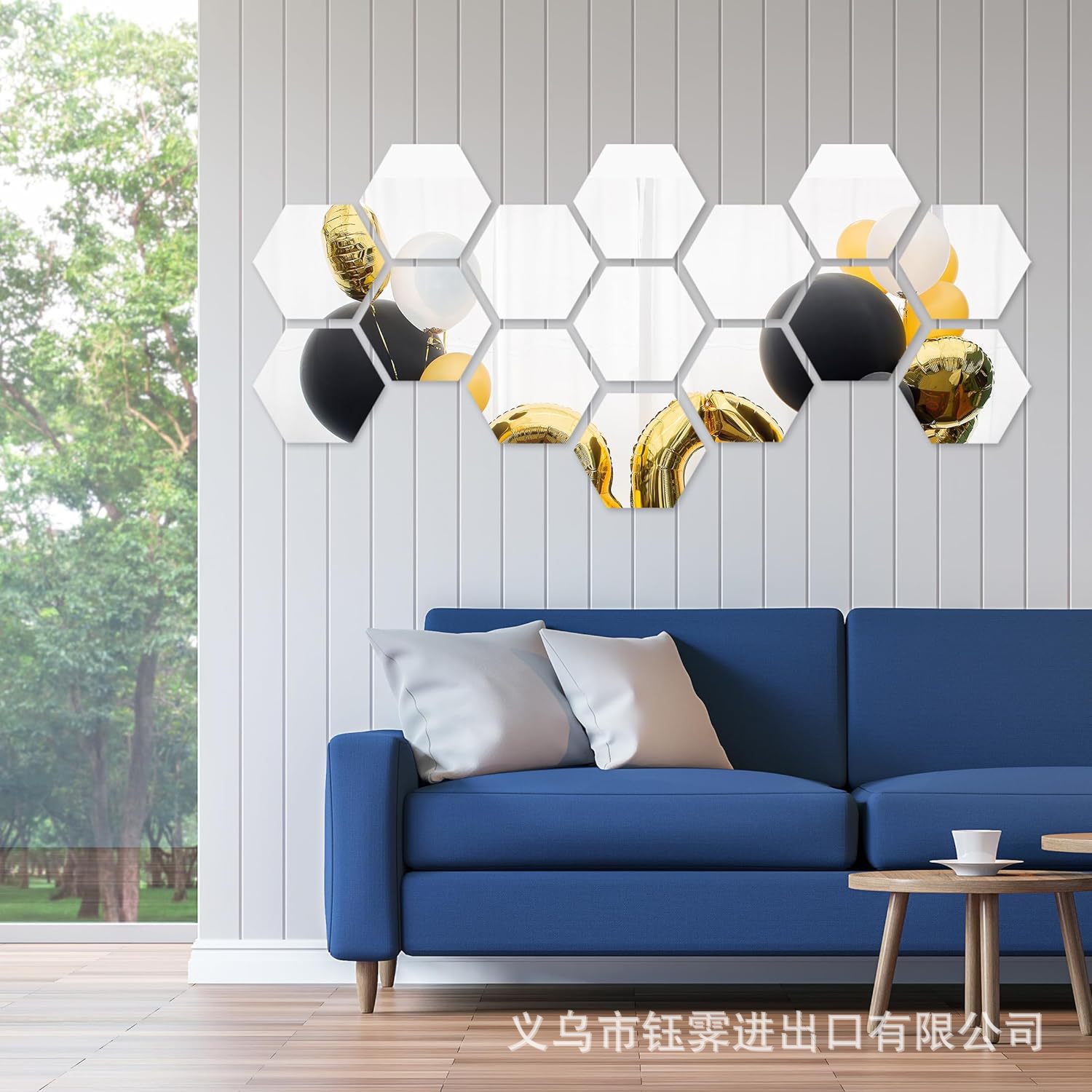 Cross-Border Home Decoration Background Wall Mirror Stickers Hexagonal Acrylic Mirror Wall Stickers Stereo DIY Self-Adhesive Wall Stickers