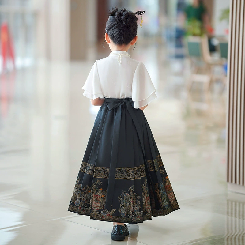 Horse-faced skirt mid-large children's suit 2025 new children's national style high-end Chinese costume for girls Chinese style ancient costume