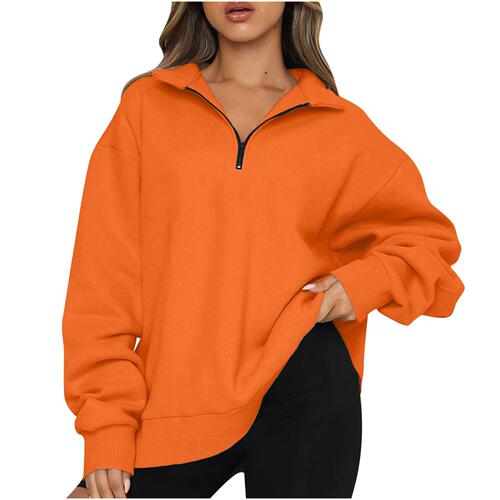 Women's US/European Casual Long-Sleeve Pullover Sweatshirt with Half Zip 2025 Autumn/Winter Sports Top