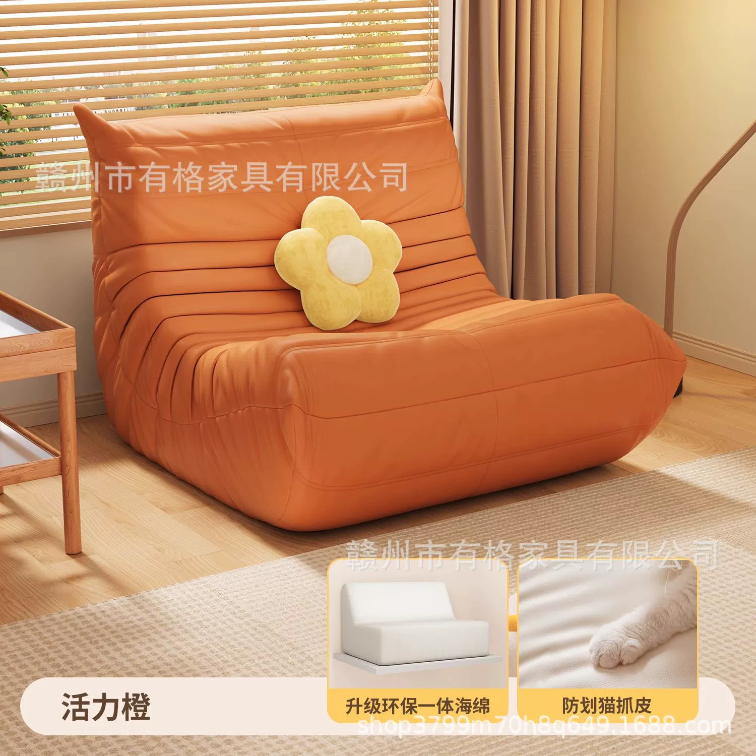 Sofa modern minimalist sponge sofa, cloth upholstery, storage system, multi-size (single–three-seater)