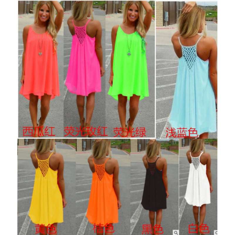 Ebay AliExpress плюс размер женская подтяжка юбка сетка спинки шифоновое платье