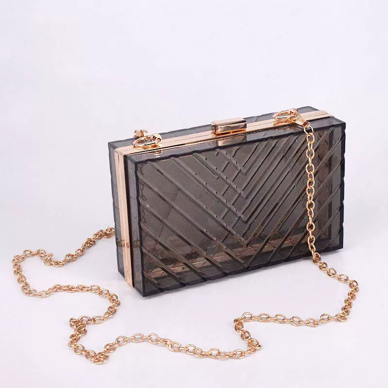 透明亚克力盒子包新款欧美流行晚宴包斜挎链条小方包时尚单肩包女