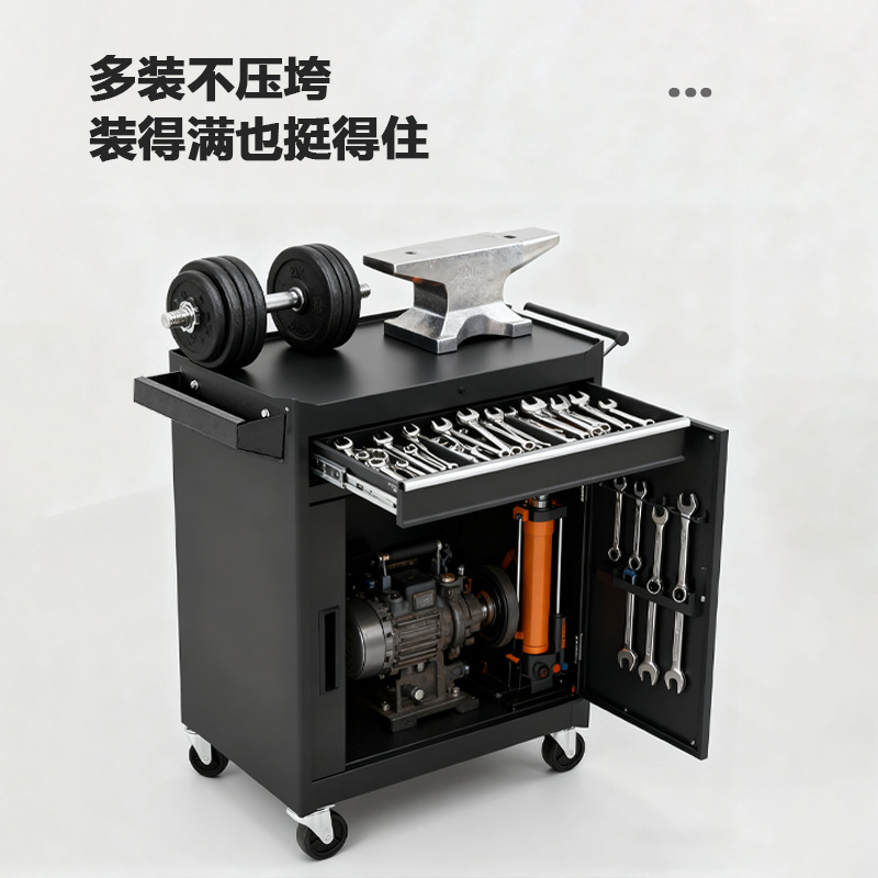 Caja de herramientas de carro de herramientas combinada de carro de hierro móvil gabinete de herramientas de hoja de hierro pequeño carro con ruedas carro de rotación para taller