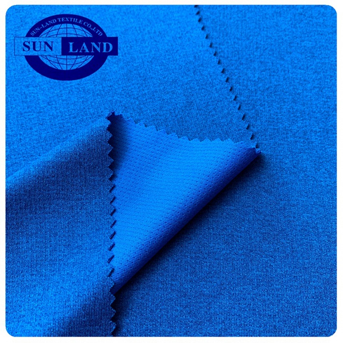 厂家直销阳涤双色麻灰方格网眼 格子针眼布 吸排运动面料