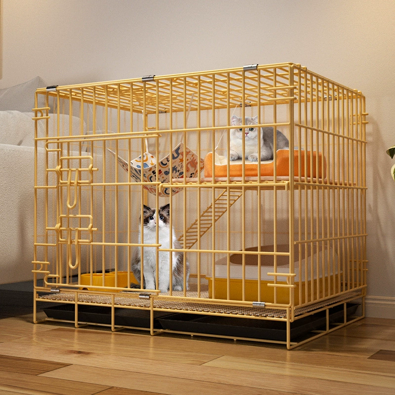 Клетка для кошек Домашняя двухслойная клетка для кошек Вилла для кошек Многоярусная клетка для кошек с туалетом для шифрования Портативный маленький клетка для кошек
