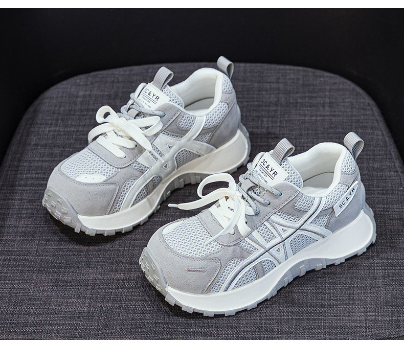 Giày sneaker nữ đế dày phong cách Đức Huấn (German Trainer) mùa xuân 2026, đế bánh mì ôm eo, phối màu trẻ trung — Be 5025, Xám 5025, Vàng 5025 chi tiết 22