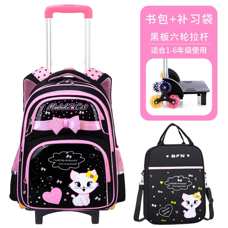 Mochila de tirón desmontable para estudiantes de escuela primaria de 2 a 6 grados, mochila de hombro impermeable para niños de escalada