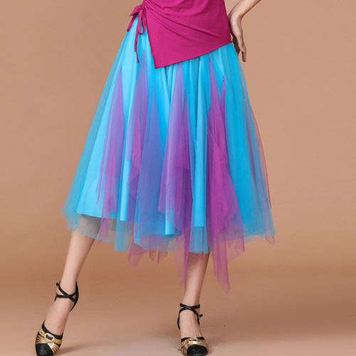 Square Dance Skirt Dancing Costume Dance Skirt Long Dress Sheer Skirt Dance Wear Women Summer Casual Skirt