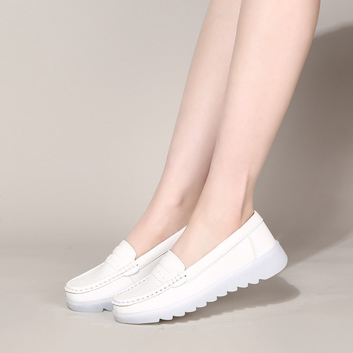  New Women's Shoes Air Cushion Nurse Shoes Women's Single Shoes Soft Sole Breathable Versatile Flat Shoes Work White Shoes