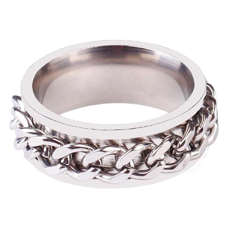 Chain Ring Titanium Steel Accessories Stainless Steel Rotatable Bottle Opening Ring Men's Cool Rotatable Bottle Opening Ring