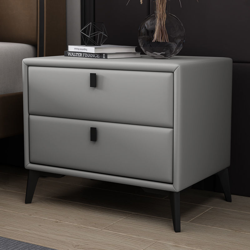 All Solid Wood Light Luxury Bedside Table Nordic Simple Modern Leather Art Storage Bedside Table Home Small Apartment Bedroom