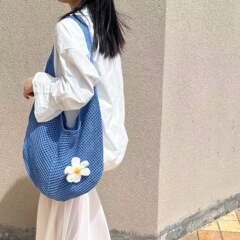 跨境新款大容量编织单肩包腋下包托特包女夏季海边休闲度假沙滩包