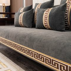 Seasonal Universal Chenille Sofa Cushions, New Chinese Style Anti-Slip High-End Solid Wood Sofa Seat Pads, Armrest Backrest Covers for Wholesale