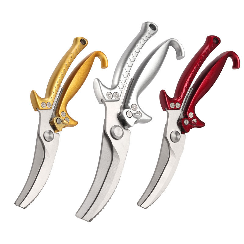 Tiburón ballena tijeras de hueso de pollo al por mayor hogar al aire libre SK5 tijeras de acero tijeras multifuncionales de oro tijeras de cocina de acero inoxidable