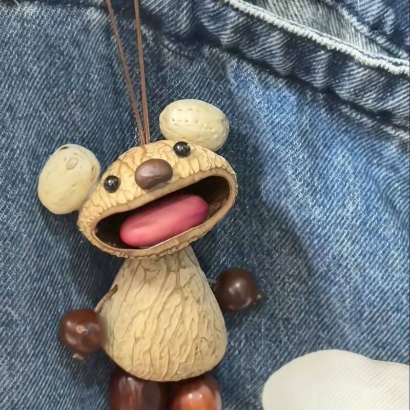 Big-Mouthed Bear Finished Fruit Shell Wind Chime Cute Ugly Doll Calming Healing Bag Pendant Handmade Plant Seed Backpack Decoration Big-Mouthed Bear Finished Fruit Shell Wind Chime Cute Ugly Doll Calming Healing Bag Pendant Handmade Plant Seed Backpack Decoration