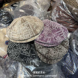 时尚复古腰果花八角报童帽百搭显脸小软檐个性百搭鸭舌画家帽潮