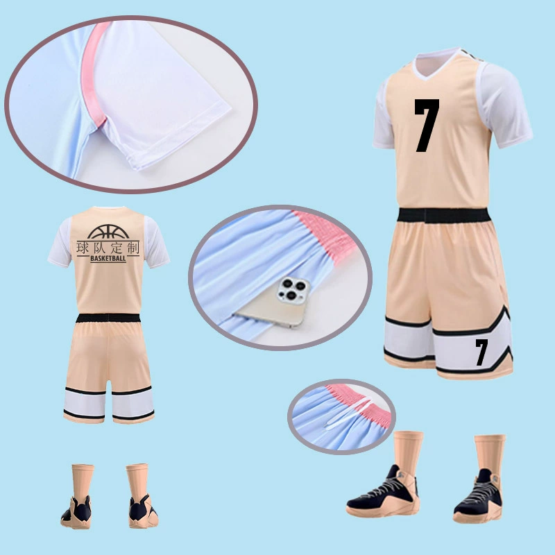Basketball uniform, quick dry breathable set for elementary school students for training, with short sleeve