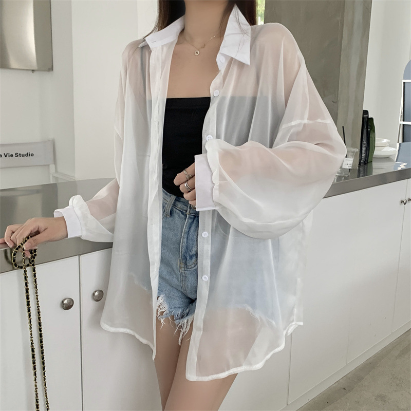 112g Weight Long Sleeve Sleeve Length Single Breasted Placket Type Shirtsleeve Sleeve Type Polyester, Chiffon Fabric Type Regular Top Length Cardigan Tops Type Holiday Occasion Shirt Collar Neckline Loose Fit Type Solid Color Pattern Summer, Spring Season Women's Gender Casual Style Wholesale Women's Casual Solid Color Long Sleeve Blouses 7