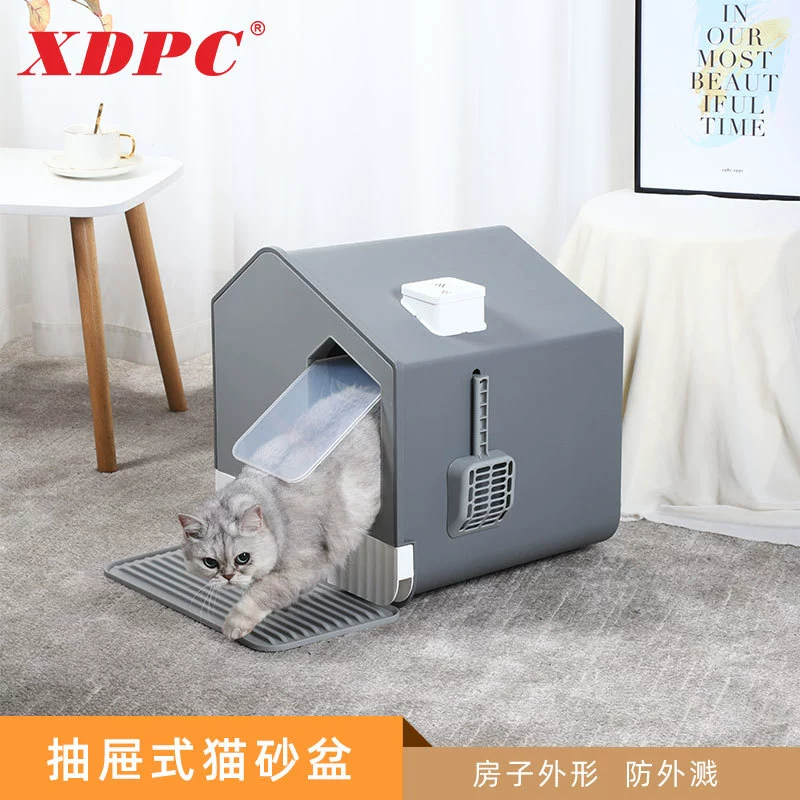 Домик для кошачьего туалета большого размера, защищенный наполнитель для кошачьих туалетов с защитой от брызг, полностью закрытый дом, кошачий Туалет, кошачий песок