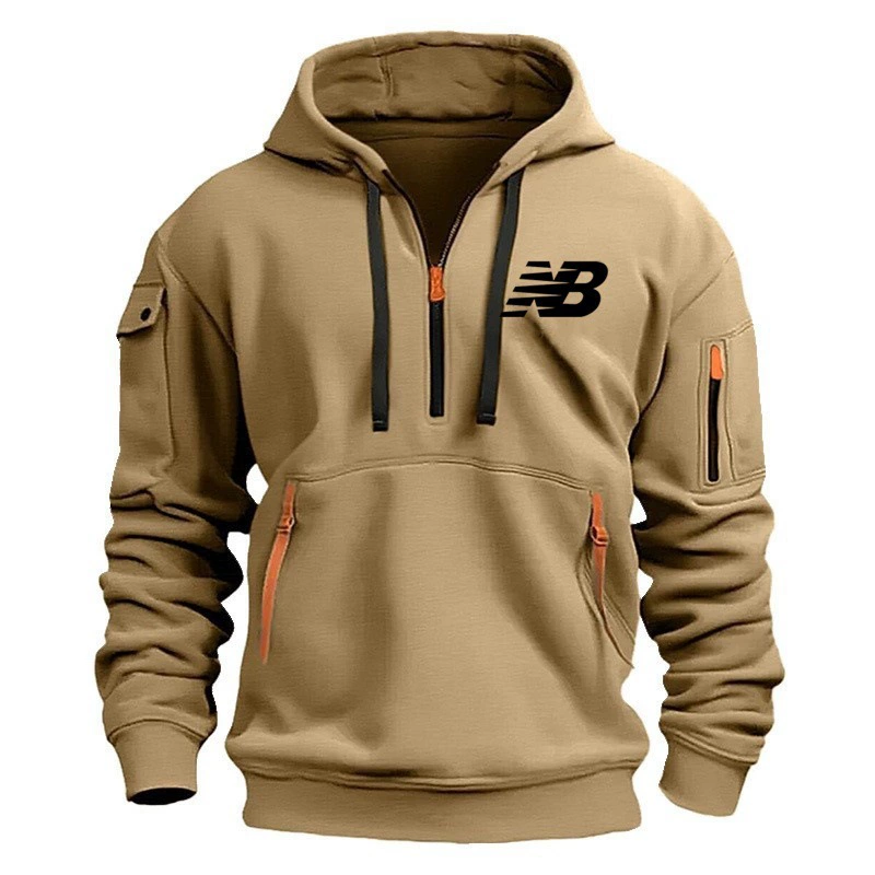 Мужская флисовая толстовка на молнии с декоративным принтом и логотипом, осенне-зимняя, повседневная, модная, для отдыха, 2025