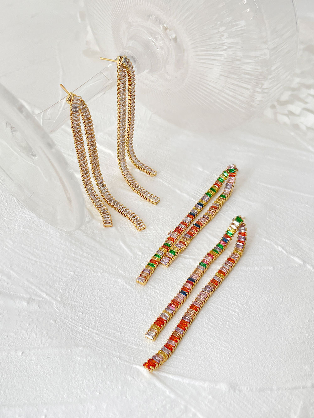 Fashion Tassel Copper Plating Inlay Zircon Drop Earrings 1 Pair