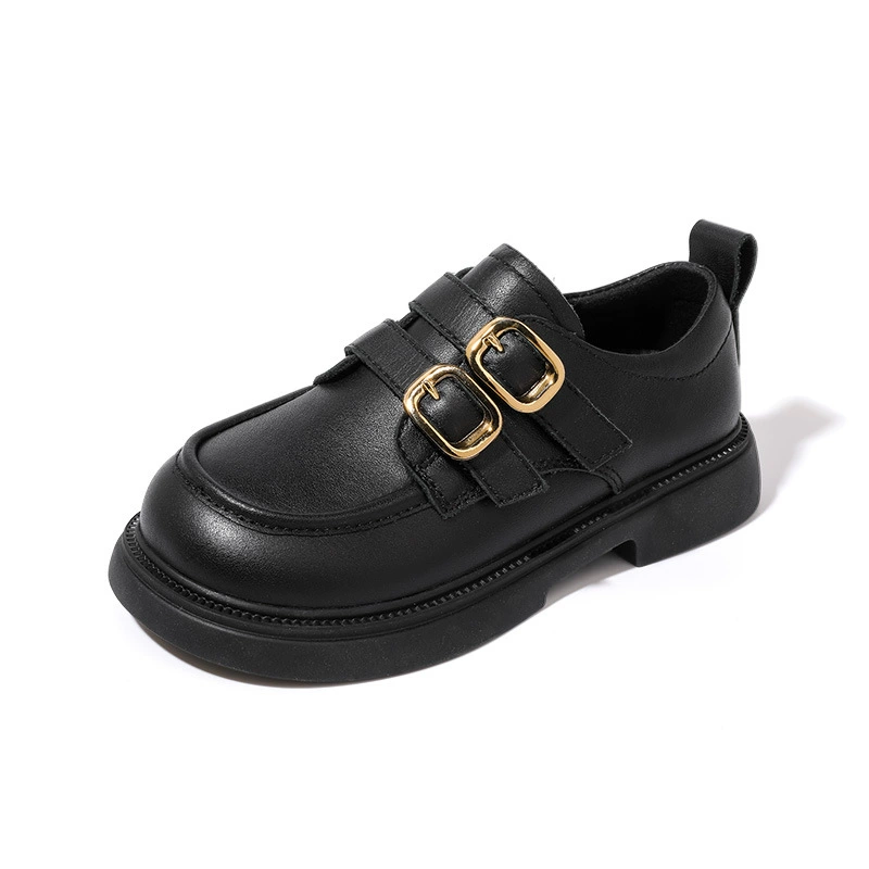 Настоящие кожаные туфли для девочек с мягкой подошвой, детские туфли-принцессы, маленькие кожаные туфли, новые весенне-осенние 2025, британские черные лоферы с противоскользящей подошвой