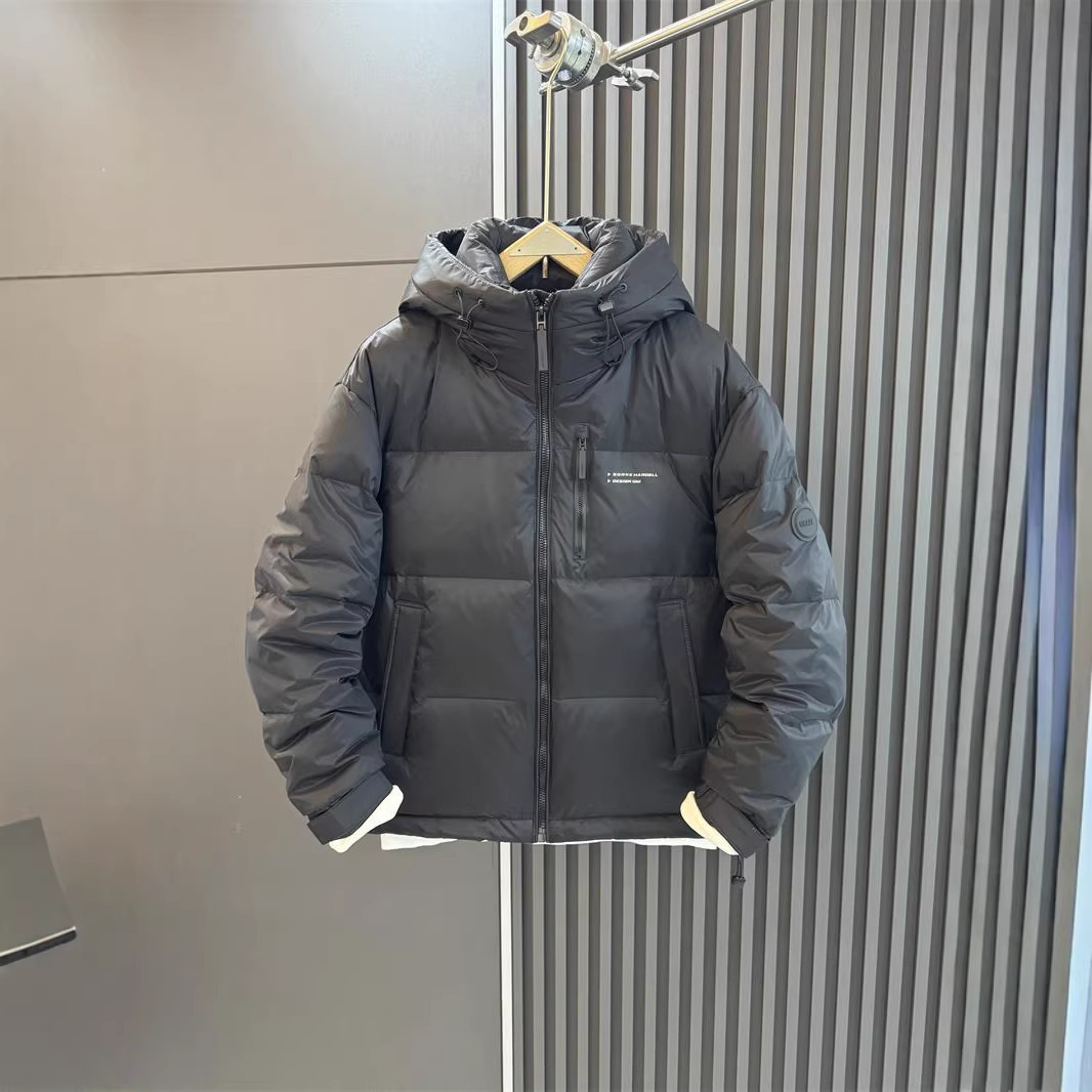 Thickened White Duck down Winter New Hooded down Jacket Men's Pure Color Casual Youth Warm Top Trendyy Jacket