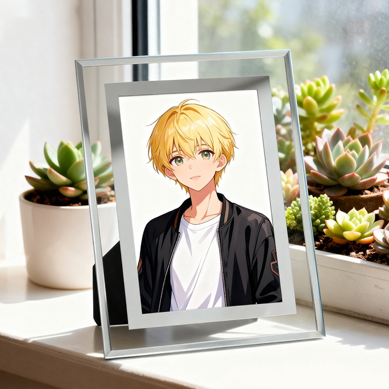 Two-Dimensional Glass Photo Frame 5inch Table Setting Made into Animation Peripheral Photos 678inch Gifts for Friends Desktop Bedroom Decorations